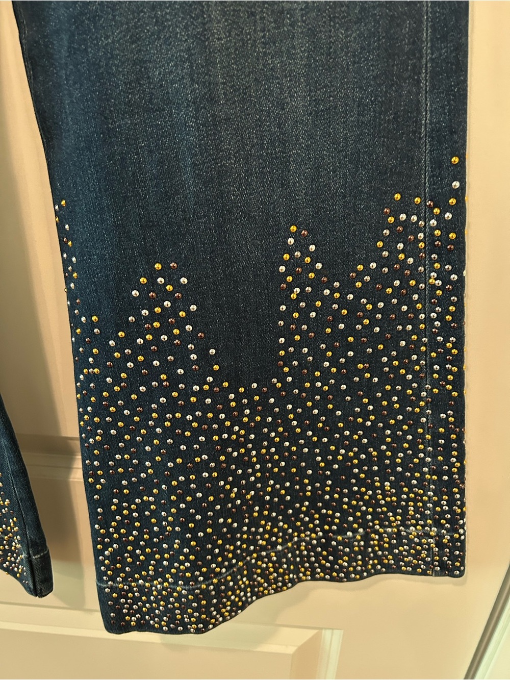 Pilcro Embellished Flare Leg Jeans - Dark Blue - Picture 2 of 8